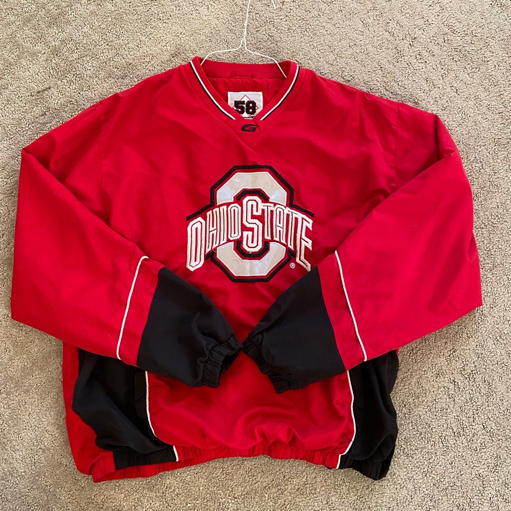 Ohio State Buckeyes 58 Sports Jacket Men's Large Pullover Windbreaker NCAA Red